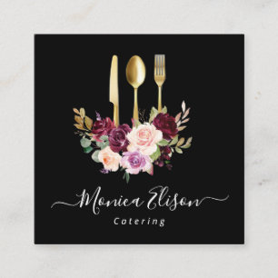affärskort för fin blomstercatering fyrkantigt visitkort
