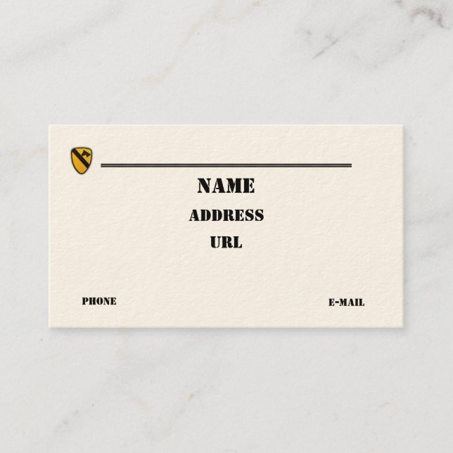 affärskort för första Cavalry Division-ventilation Visitkort (Framsida)