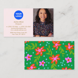 Affärskort för fotodesignern för Cute Blommigt Log Visitkort