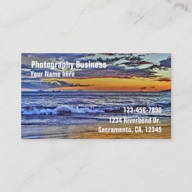 Affärskort för fotografi av anpassadet Beach Visitkort (Framsida)
