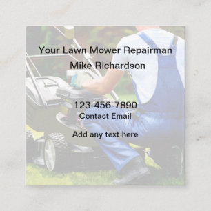 Affärskort för Gräsmatta Mower Repair Service Fyrkantigt Visitkort