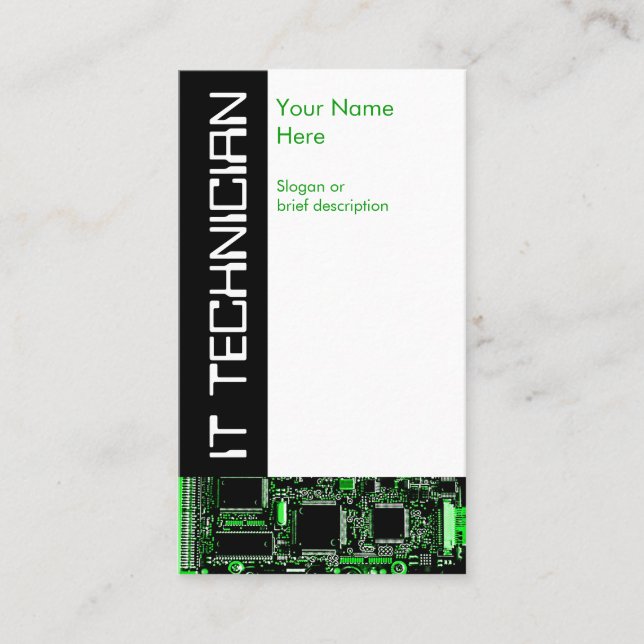 Affärskort för Grönt 2 "IT-tekniker" Visitkort (Framsida)