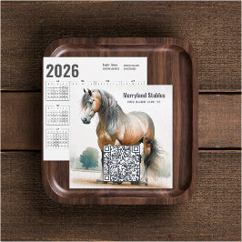 Affärskort för häst QR-kod 2026-kalender Fyrkantigt Visitkort
