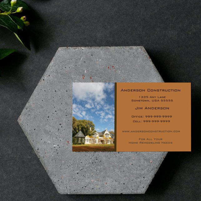 Affärskort för hembygd - koppar visitkort (Copper Home Construction Business Card)