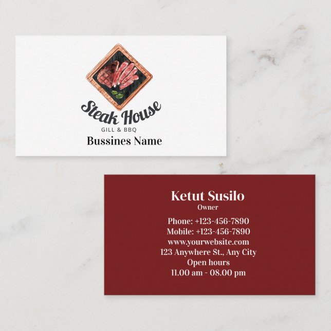 Affärskort för högvatten i matvatten visitkort (Fram/baksida)