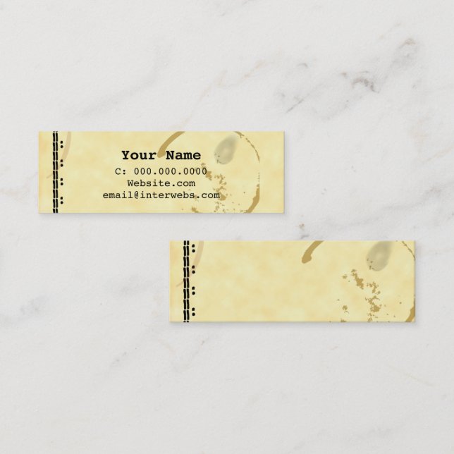 Affärskort för kaffetypwriter Grunge Mini Visitkort (Fram/baksida)