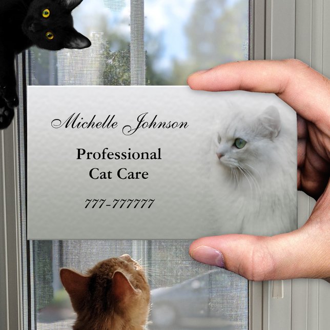 Affärskort för kattvård visitkort (Business card for someone taking care of cats as a professional)