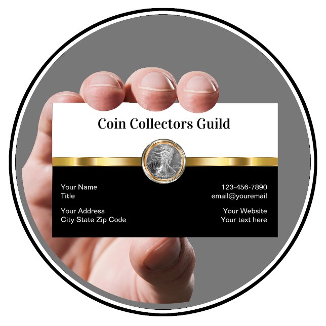 Affärskort för klassinkassoinvestering visitkort (Coin Collecting)