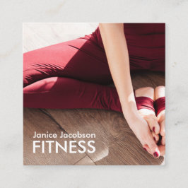 Affärskort för kvinnlig stretching Fitness Fyrkantigt Visitkort