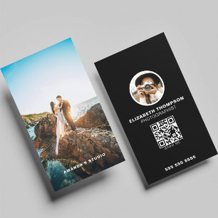 Affärskort för lodrät-fotografi med QR-kod Visitkort