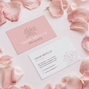Affärskort för Logotyp av elegant Rosa Blommigt Visitkort
