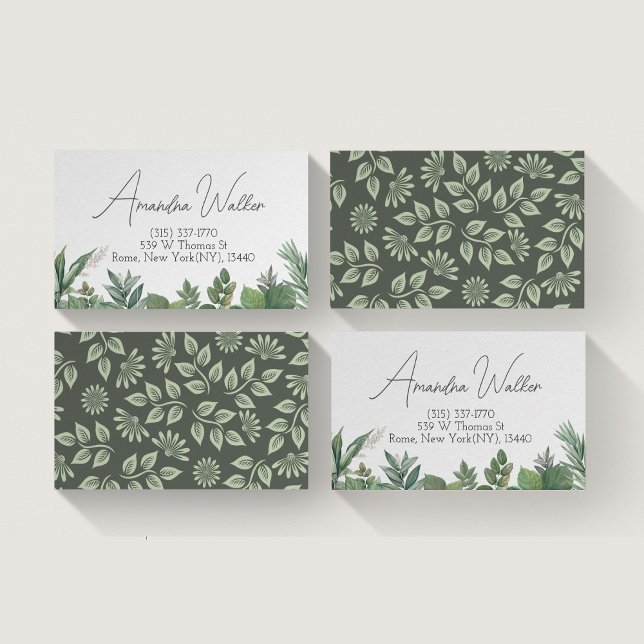 Affärskort för lövning av botaniska Gröntar Visitkort (Botanical greenery-inspired business card)