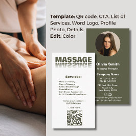 Affärskort för massage av Grönt vid behandling av Lojalitetskort