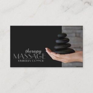 Affärskort för massage Therapy Black Healing Stone Visitkort