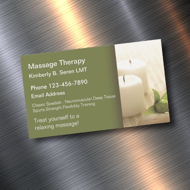 Affärskort för massage Therapy Magnetiska Visitkort (massage therapy business card magnets by custom business templates)