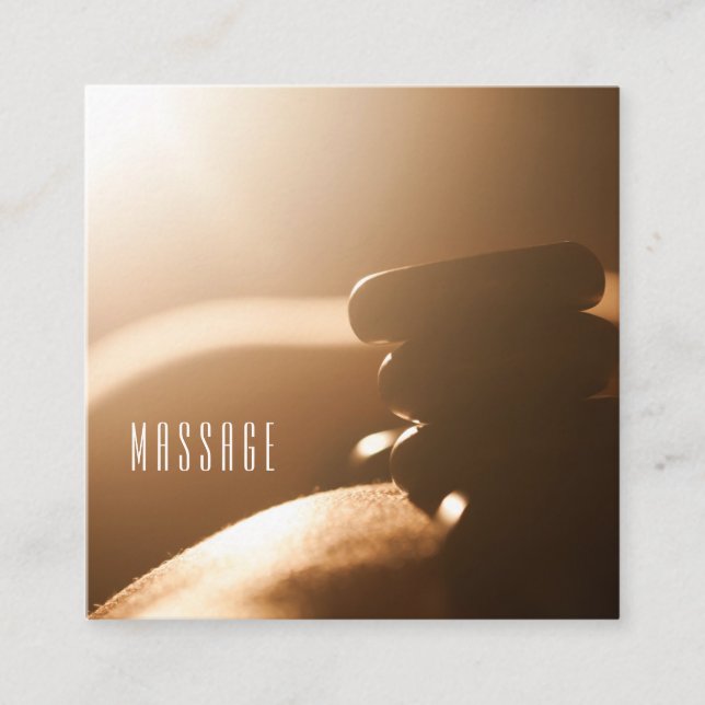 Affärskort för massagebehandling med hett Stones  Fyrkantigt Visitkort (Framsida)