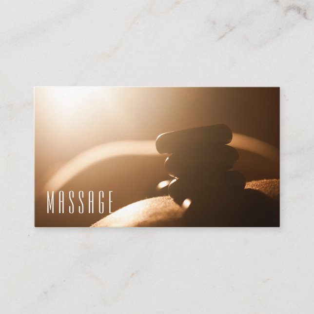 Affärskort för massagebehandling med hett Stones  Visitkort (Framsida)