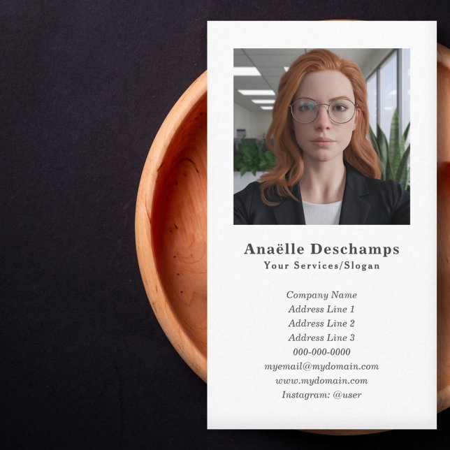 Affärskort för minimal Anpassningsbar av fotoLodrä Visitkort (Minimalist Custom Photo Vertical Business Card)