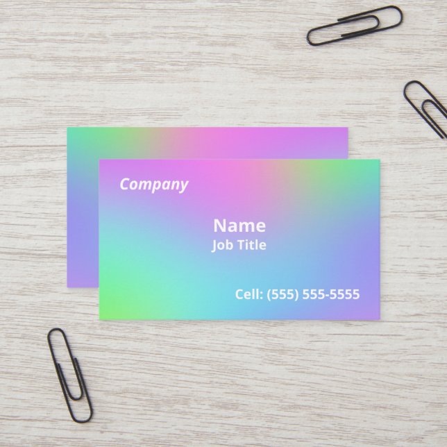 Affärskort för mjuk regnbågsövertoning visitkort (Fram/Back In Situ)