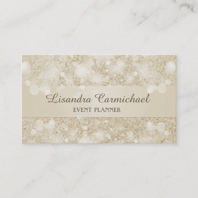 Affärskort för Mocha Cream Bokeh Event Planner- Visitkort (Framsida)