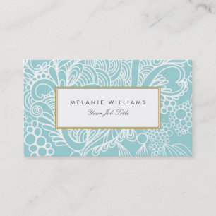 Affärskort för modern Aqua-Blommigt Visitkort