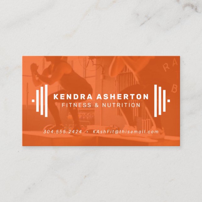 Affärskort för modern orange med foto visitkort (Framsida)
