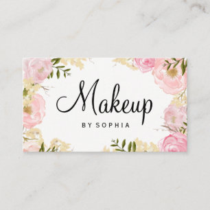 Affärskort för modern Rosa-Blommigt i Makeup Artis Visitkort