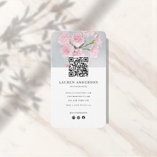 Affärskort för modern Rosa-Blommigt med foto och Q Visitkort