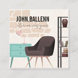 affärskort för modern snyggt inredingsdesign fyrkantigt visitkort