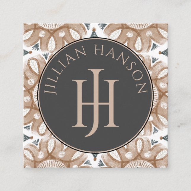 Affärskort för monogrammad abstrakt för geometrisk fyrkantigt visitkort (Framsida)