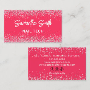 Affärskort för Nagel Tech Shock rosa Glitter Visitkort