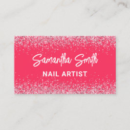 Affärskort för Nail Artist Shock rosa Glitter Visitkort