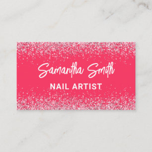 Affärskort för Nail Artist Shock rosa Glitter Visitkort