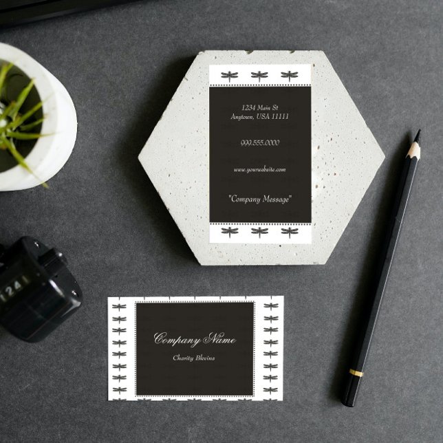 Affärskort för oändligt kolbränsle i Dragonfly Visitkort (Charcoal Infinite Dragonfly Business Card)