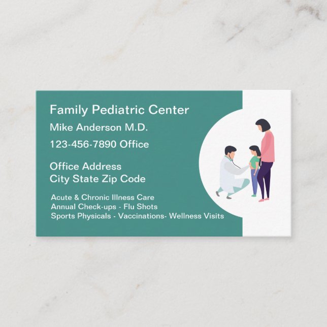 Affärskort för pediatriker inom familjen visitkort (Framsida)