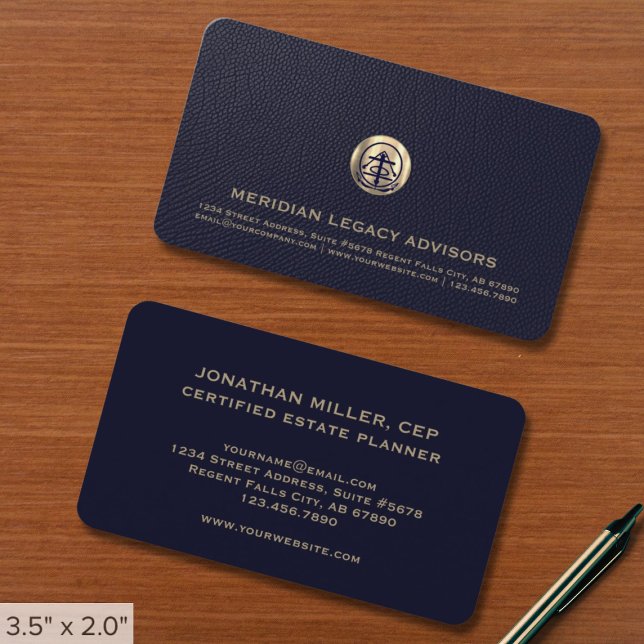 Affärskort för planering i gods visitkort (Elegant brushed metallic gold logo template business cards estate planners business professionals)