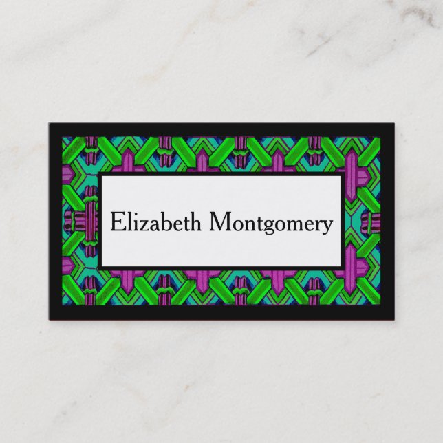 Affärskort för Professionell av lila och Grönt Visitkort (Framsida)