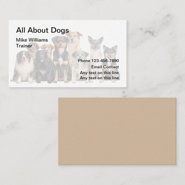 Affärskort för professionell Hund Trainer Visitkort (Fram/baksida)