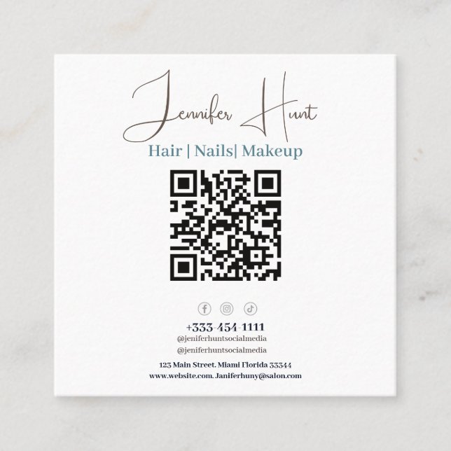 affärskort för professionell med QR-kod Fyrkantigt Visitkort (Framsida)