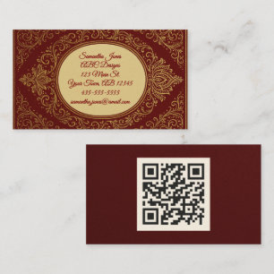 Affärskort för QR-kod för royal Red & Guld Visitkort