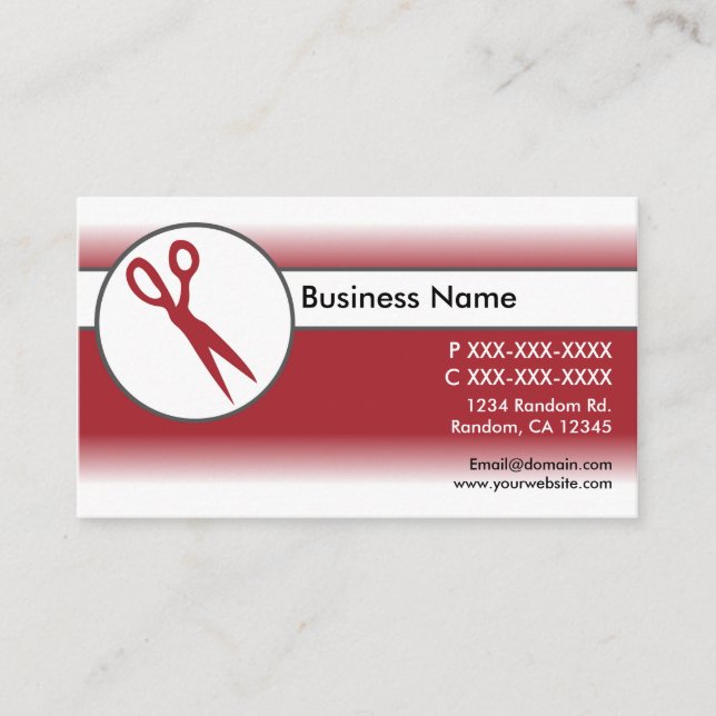 Affärskort för rödvita tonsaxar visitkort (Framsida)