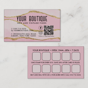 Affärskort för rosa Agate QR Code Reward Visitkort