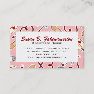 Affärskort för Rosa av akut sjuksköterska eller ka Visitkort