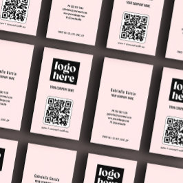 Affärskort för Rosa av enkel modern QR-Logotyp Visitkort