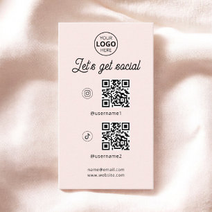Affärskort för  Rosa av QR-kod Social Media Logoty Visitkort