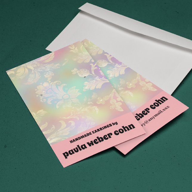 Affärskort för rosa Blommigt Luxury Earring Visnin Visitkort (Skapare uppladdad)