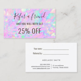 affärskort för rosa efter hänskjutning visitkort