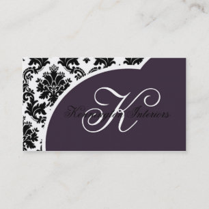 Affärskort för royal Plum Lila Black Damask Visitkort