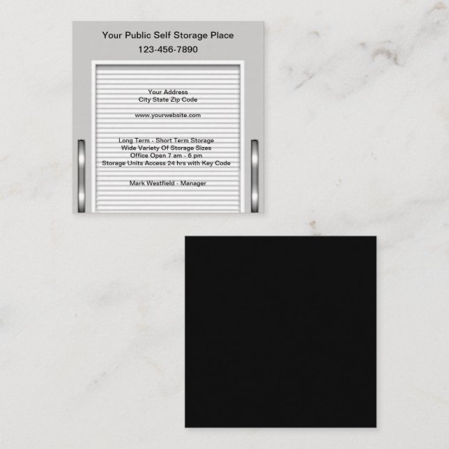 Affärskort för självlagring och Flytta Fyrkantigt Visitkort (Fram/baksida)