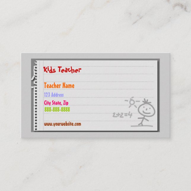 Affärskort för skollärare visitkort (Framsida)